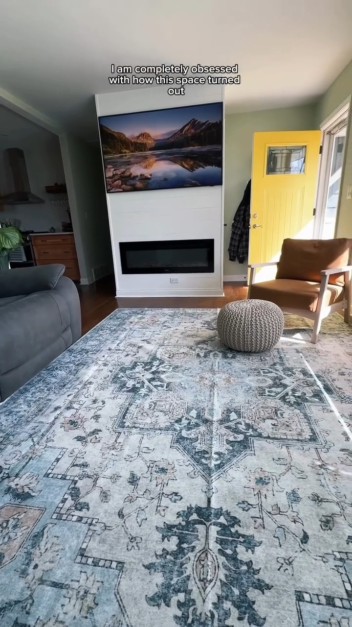 i am obsessed with our living room makeover!!! 😍

#homedecor #costcofinds #arearug #samsungframetv #livingroominspo #sectional #shiplap #diyfireplace #homeinspo #fireplacemakeover #roommakeover #interiordesign