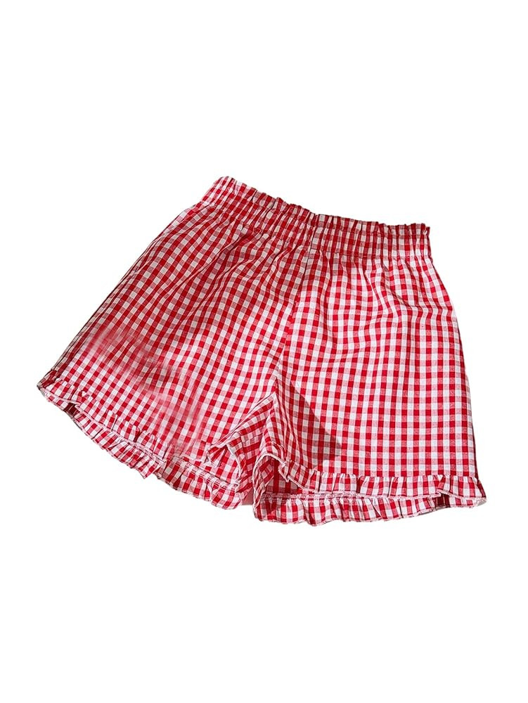 Milumia Women's Plaid Paperbag High Waist Ruffle Hem Casual Shorts | Amazon (US)