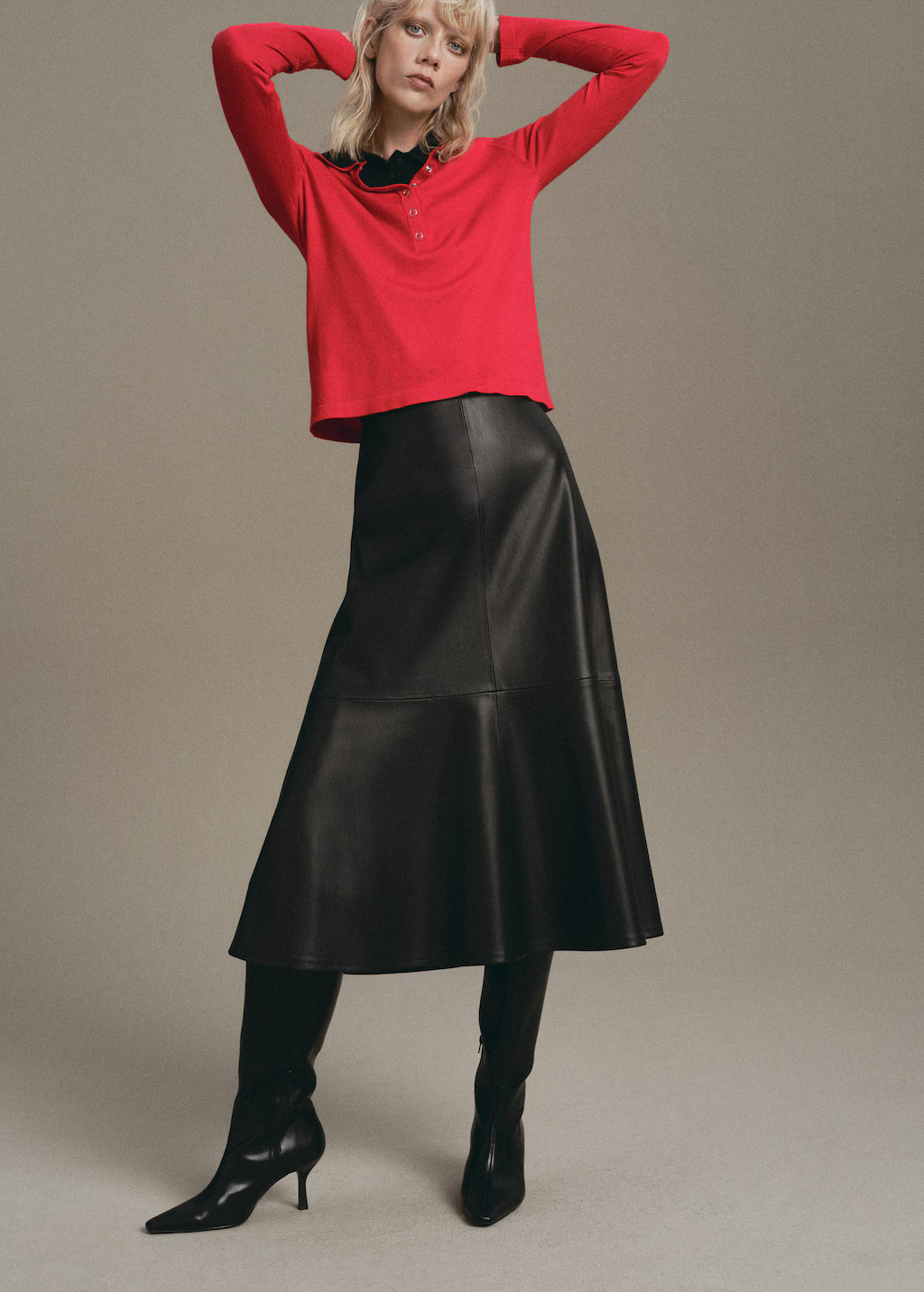 Long-sleeved polo-neck sweater red - Woman - M - MANGO | Mango (US/MX/AU)