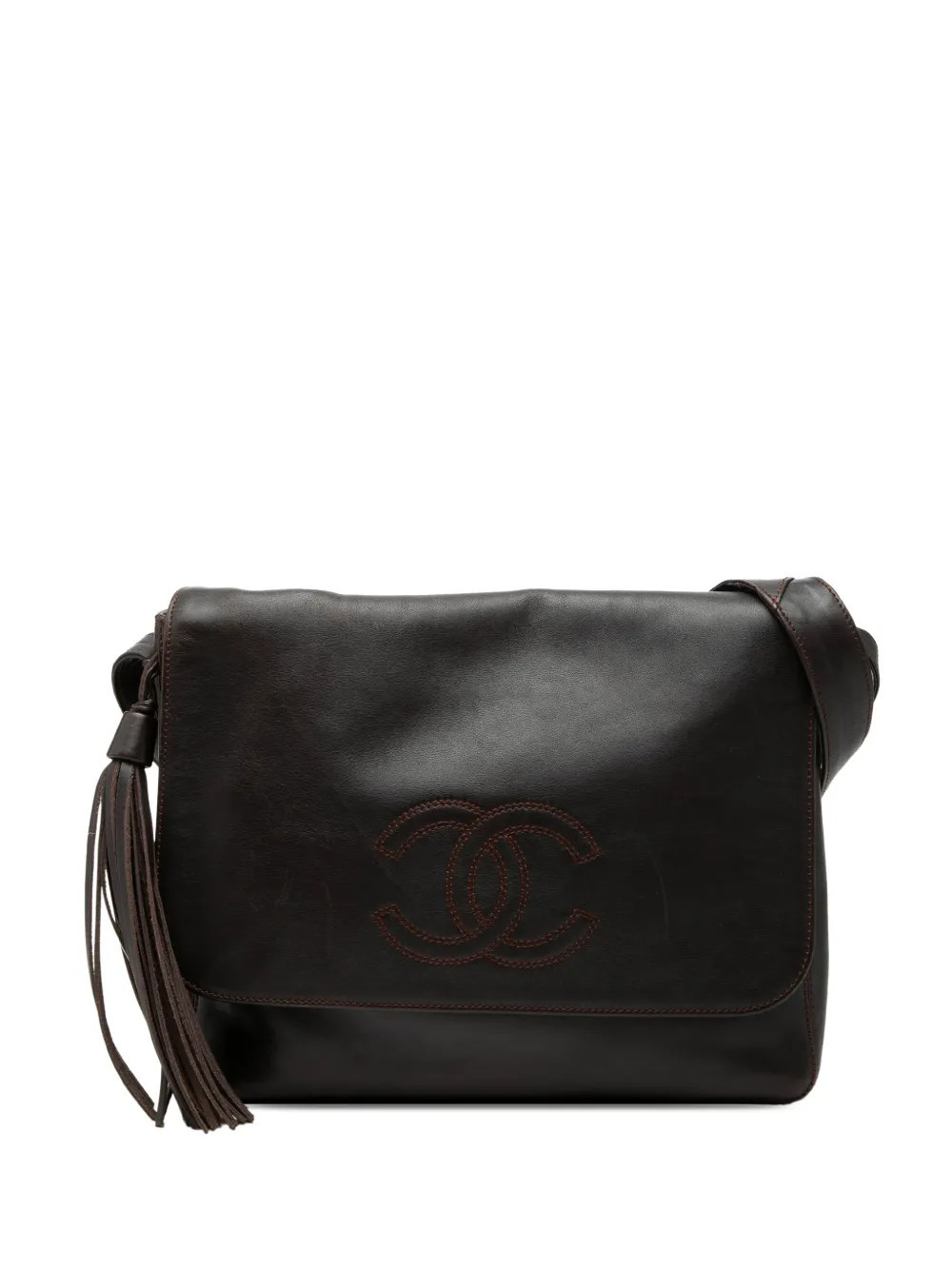 CHANEL Pre-Owned 1997-1999 CC Lambskin Tassel Flap Messenger Bag shoulder bag - Brown | Farfetch Global