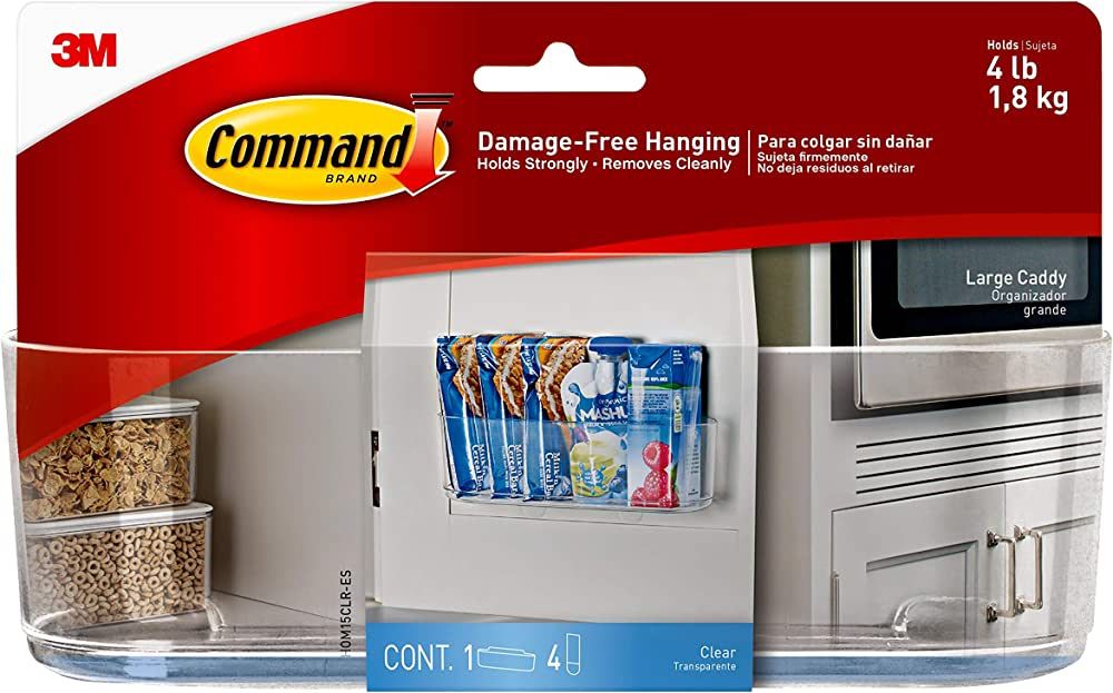 Command Large Caddy, Clear, with 4 Clear Indoor Strips, Organize Damage-Free | Amazon (US)