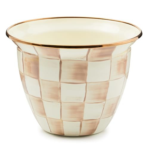 MACKENZIE-CHILDS Flowerpot, Decorative Garden Pot for Growing Plants, Brown-and-White Mocha Check | Amazon (US)