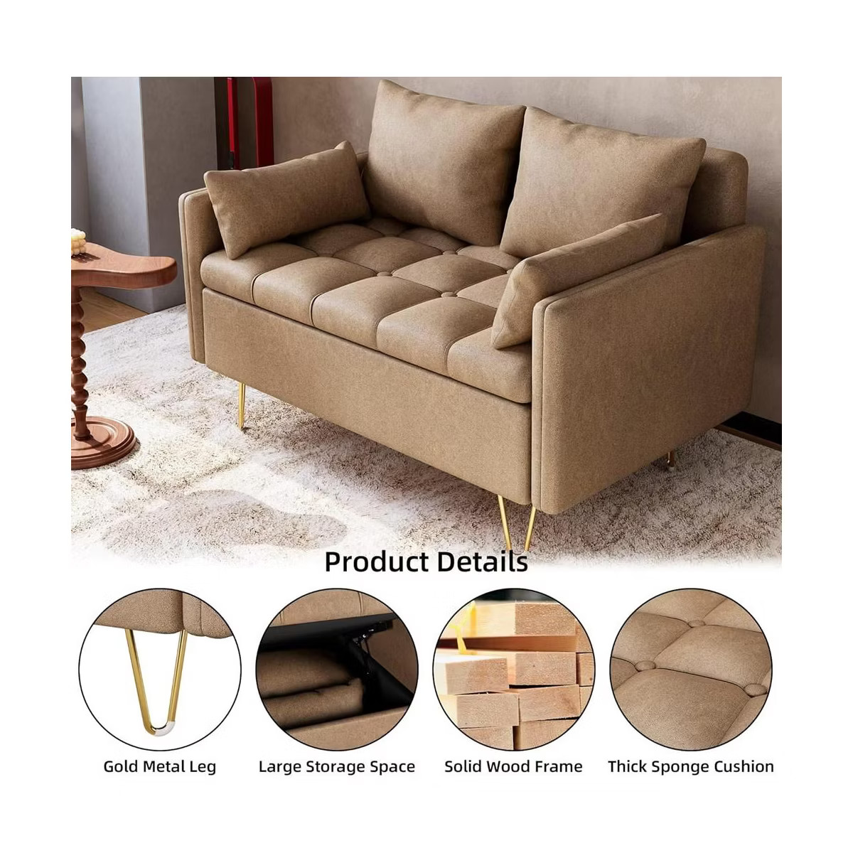 Whizmax Sofa Couches, Sofas with Storage Under Seat Modern Faux Leather Couch for Living Room Off... | Target