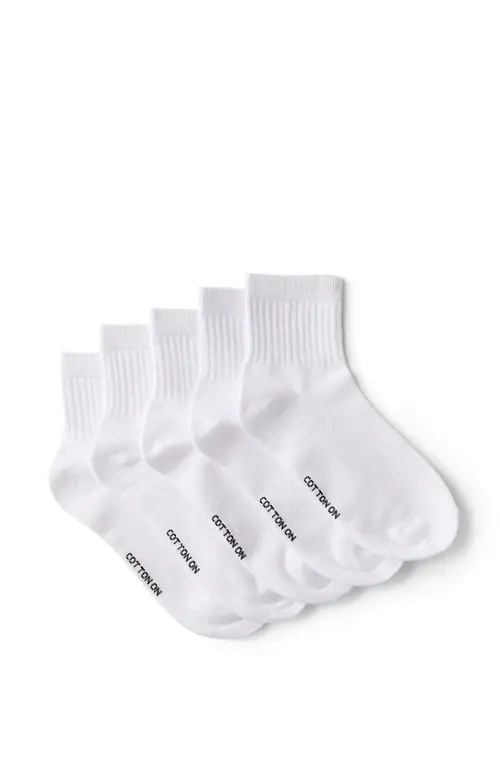 Cotton On 5Pk Quarter Crew Sock in White at Nordstrom | Nordstrom