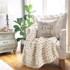 Large Chunky Knit Merino Wool Throw | ArtizenHome