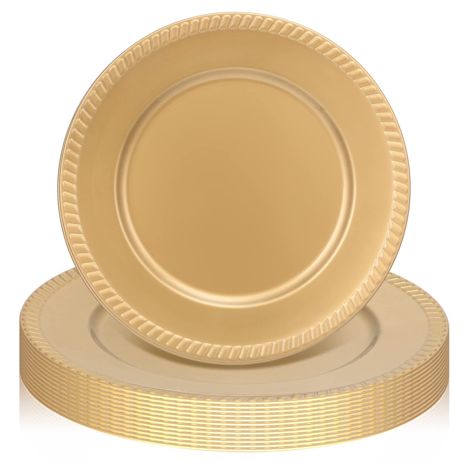 Zopeal 18 Pack Gold Charger Plates 13" Round Charger Plates Plastic Decorative Dinner Serving Pla... | Amazon (US)