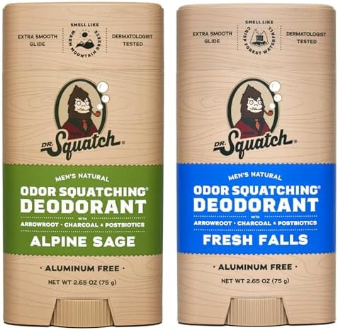 Dr. Squatch Natural Deodorant for Men - Odor-Squatching Aluminum Free - Alpine Sage & Fresh Falls... | Amazon (US)