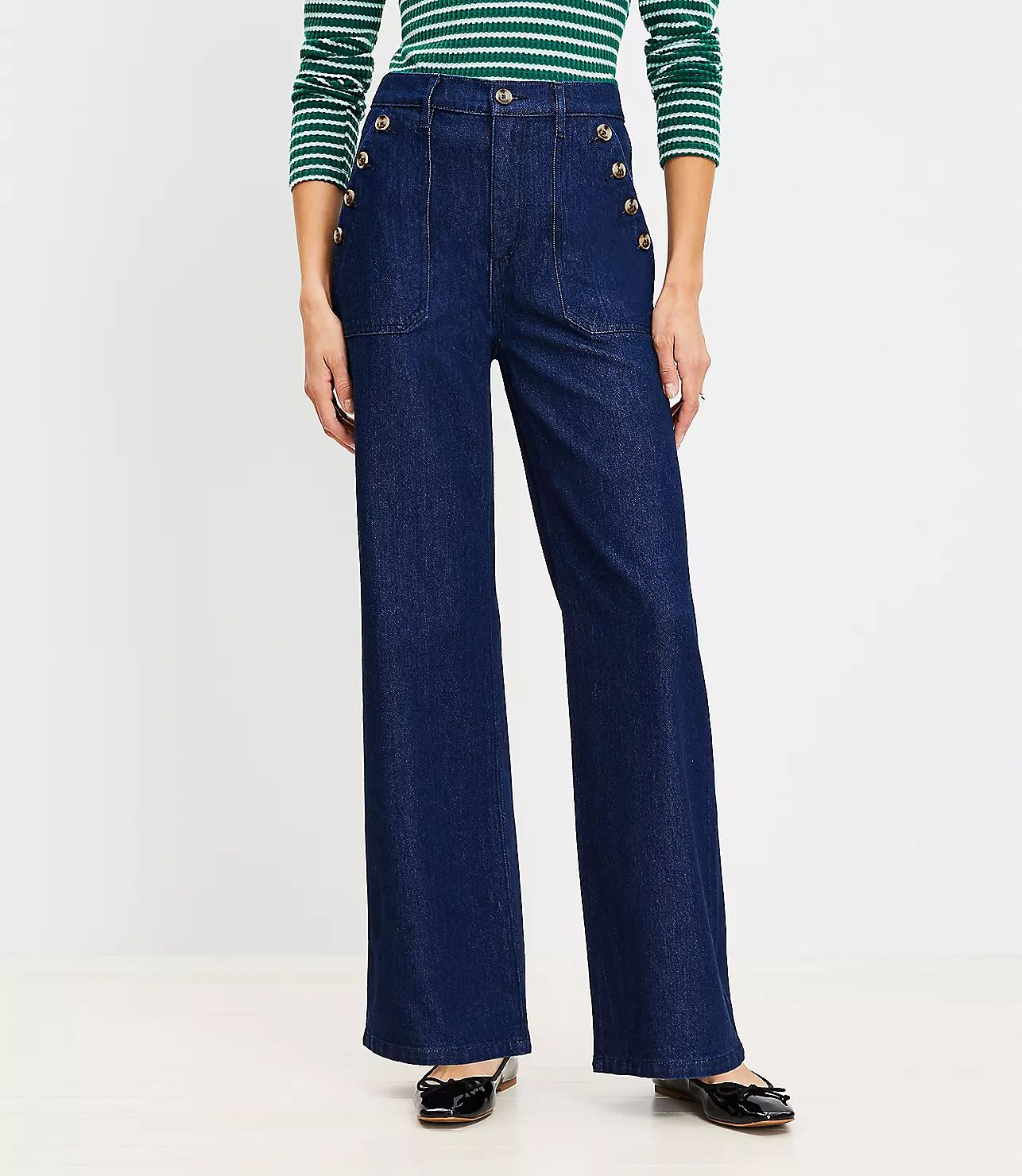 Mariner High Rise Wide Leg Jeans in Rinse Wash | LOFT