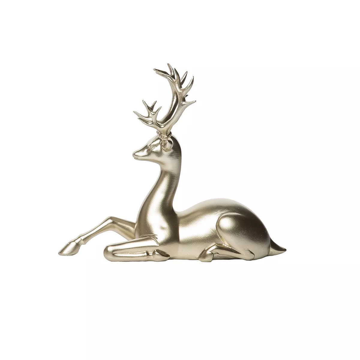 Transpac Resin 9 in. Gold Christmas Golden Sitting Reindeer Decor | Target