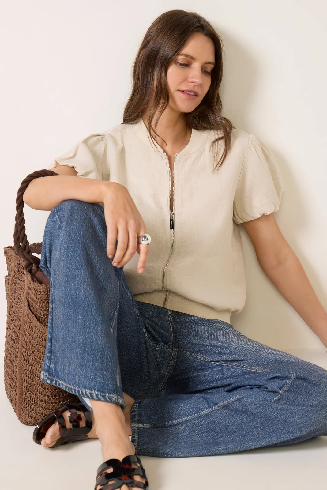 Everly Linen Bomber | Evereve