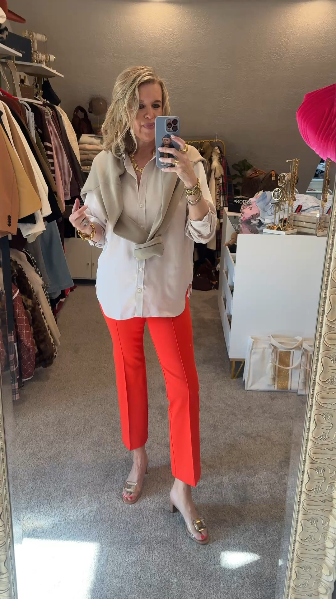 Spring Classic pieces to help build your wardrobe !

Spanx pieces you’ll love and save 15% with code: Deardarcyxspanx 

Air essentials crew neck sweat shirt- so butter soft you’ll want every color. 
Fits tts silk button up blouse- an elegant and beautiful piece you’ll wear over and over to feel like a million bucks. Fits tts 
Love the champagne color 

Pleated front kick flare ankle Ponte pull on pant 
Comfortable, elelastiv waist and fits tts  love the poppy color (match’s poi’s  Cajun shrimp )


The show stopper-  nude & clear kitten heel with jewel embellishment by Cecelia NYC
Save 10% with code DARCY10

Gold jewelry by Julie Vos 

#LTKOver40 #LTKWorkwear #LTKootd