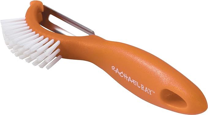 Rachael Ray Kitchen Gadgets Vegetable/Fruit Peeler with Brush, 3-In-1 Tool, Orange | Amazon (US)