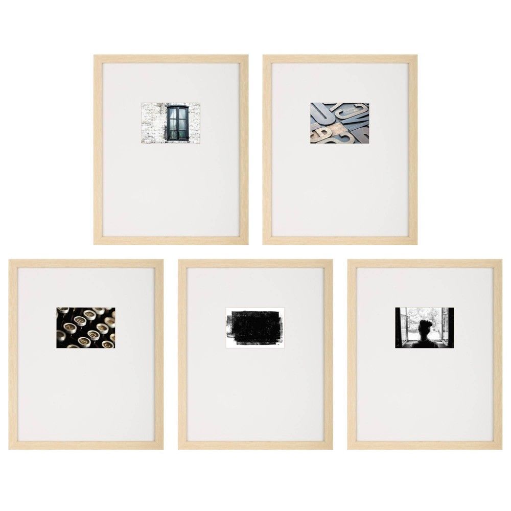 17.4"" x 21.4"" Matted to 5"" x 7"" Gallery Wall Picture Frame Set with Offset Mat/Hanging Template  | Target