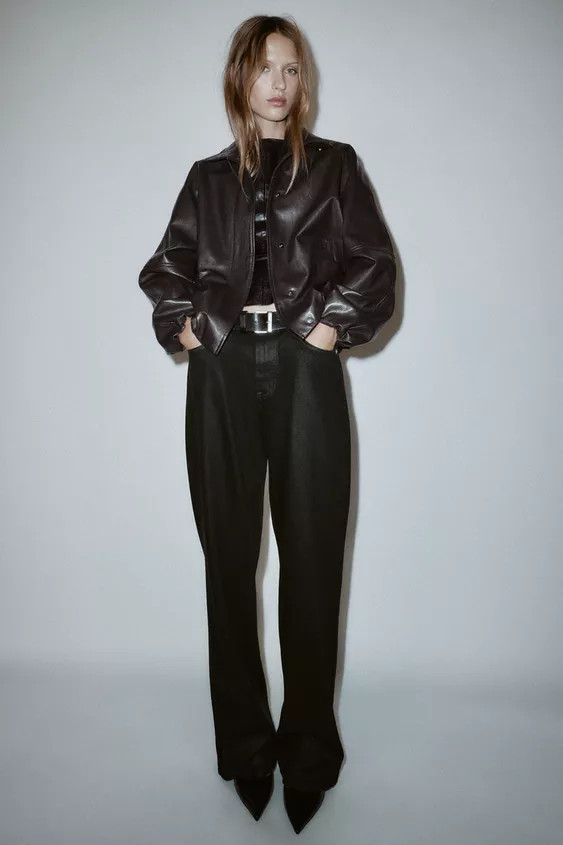 FAUX LEATHER HIGH-NECK JACKET | Zara UK