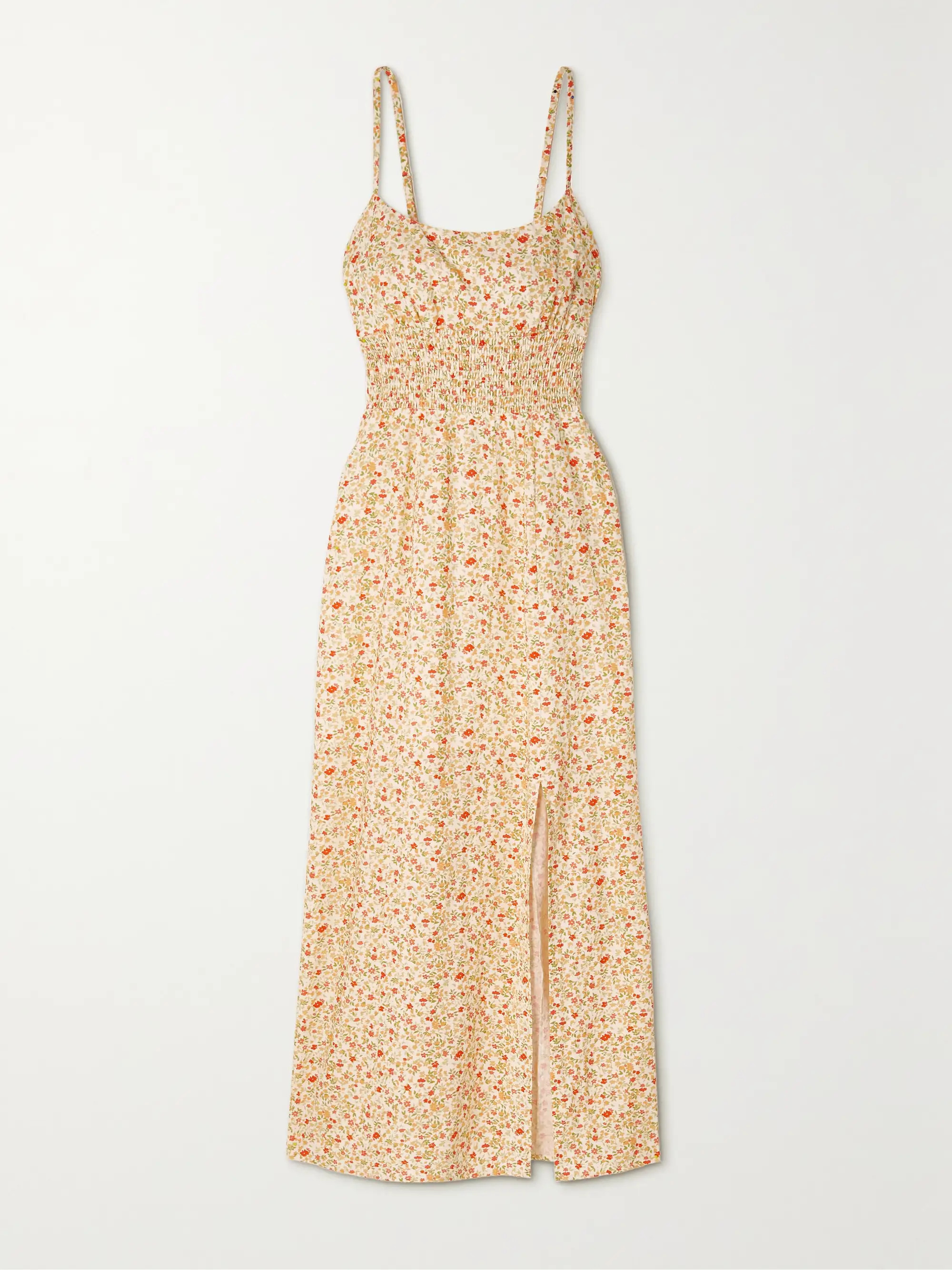 + NET SUSTAIN Memories floral-print organic cotton-blend midi dress | NET-A-PORTER (US)