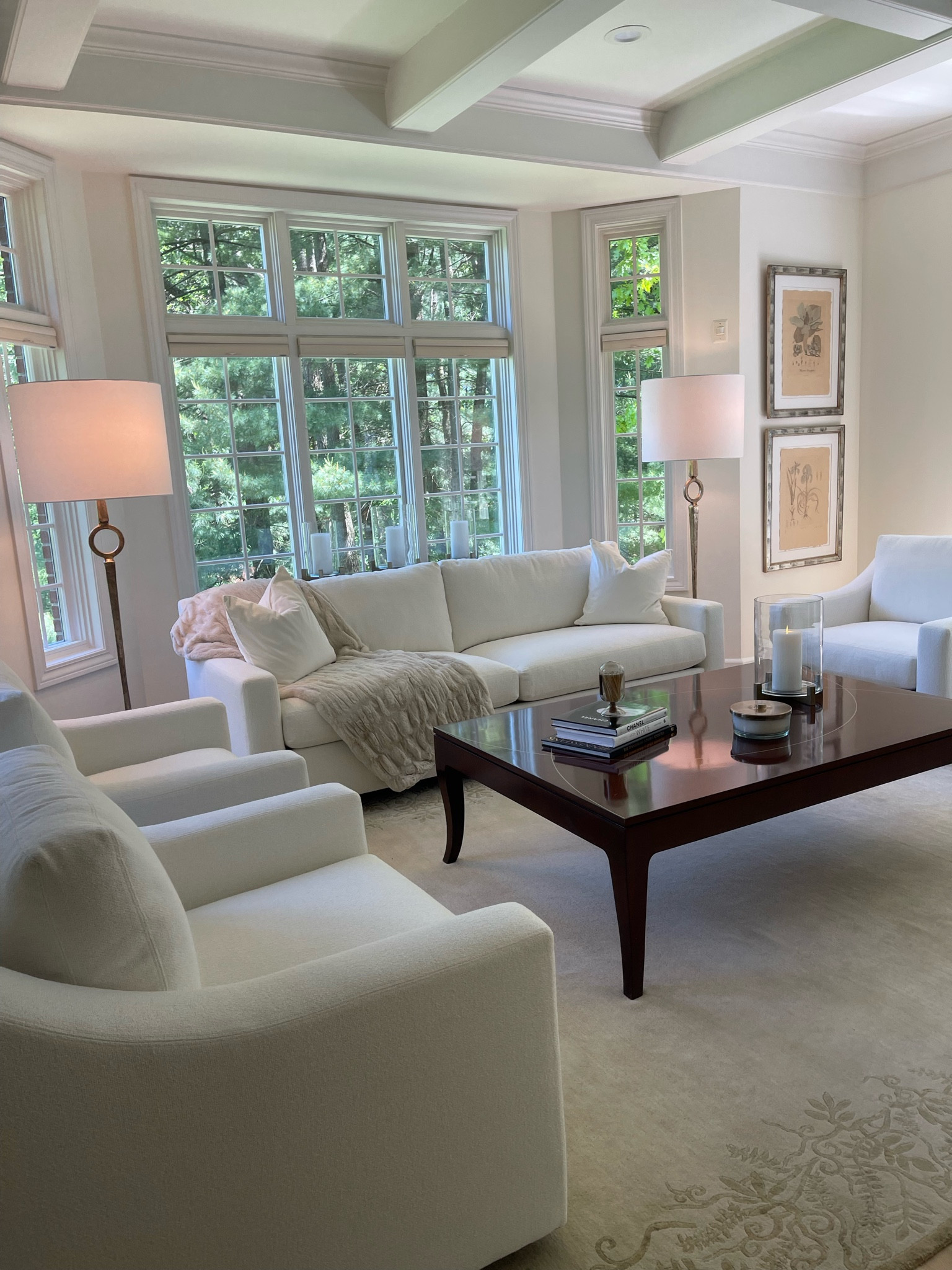 My Moms living room is a dream! Products tagged below 🤍 
All in fabric “performance ivory bucle”
Sofa is 95'