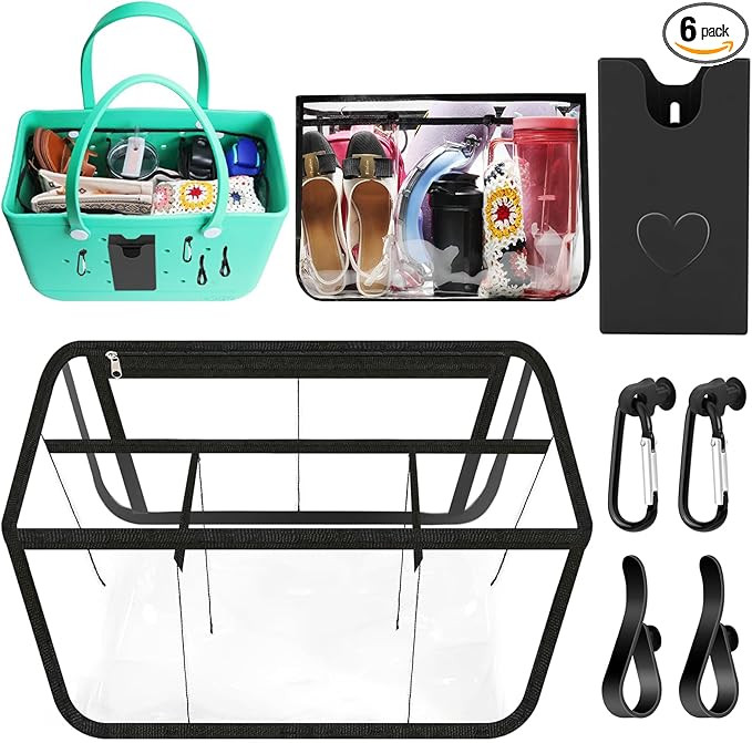 6 PCS Beach Bag Organizer Accessories for Bogg Bag X Large Storage Bag with Phone Holder and Hook... | Amazon (US)