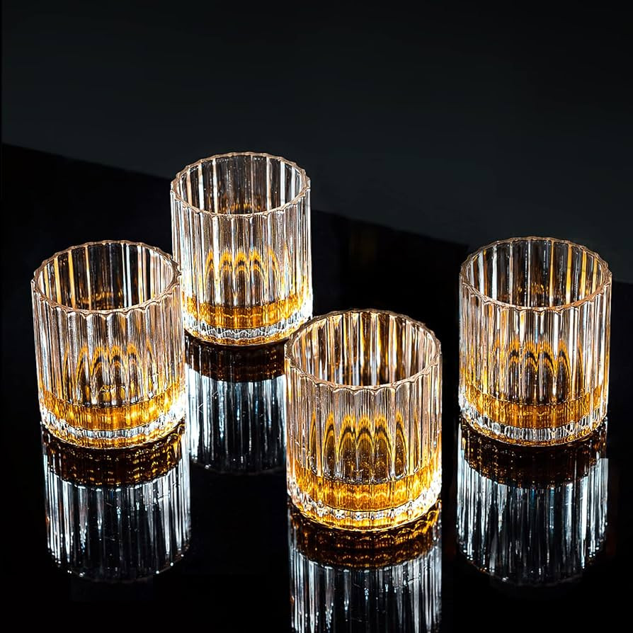 Combler Whiskey Glasses for Men, Bourbon Glass 10oz, Cocktail Glasses Set of 4, Rocks Glasses, Cr... | Amazon (US)