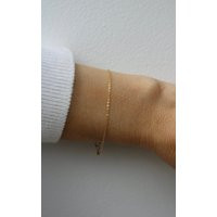 Minimalist Bracelet. Ultra Thin Chain Skinny Gold Filled Super Dainty 14K | Etsy (US)