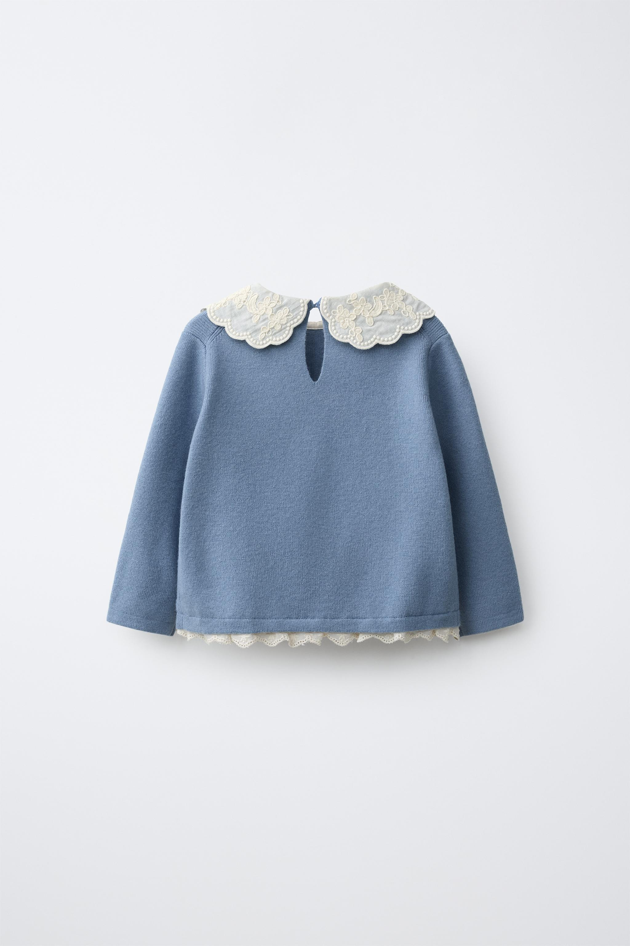 EMBROIDERED COLLAR KNIT JUMPER | Zara US