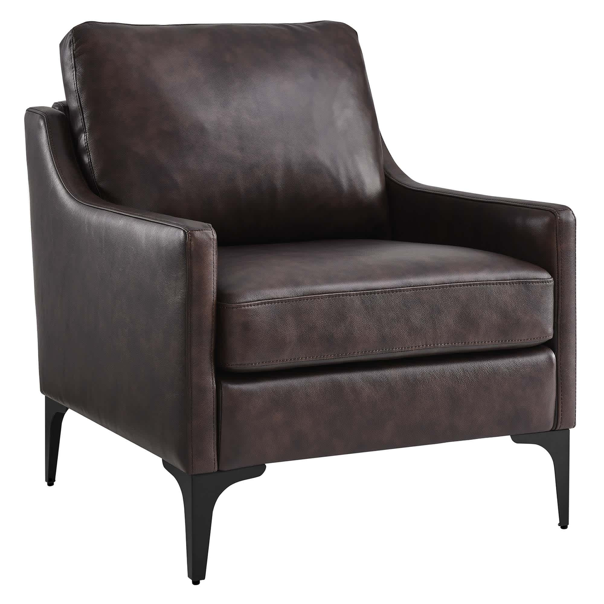 Modway Corland Leather Armchair in Brown one_size | EEI-6022-BRN | Lowe's