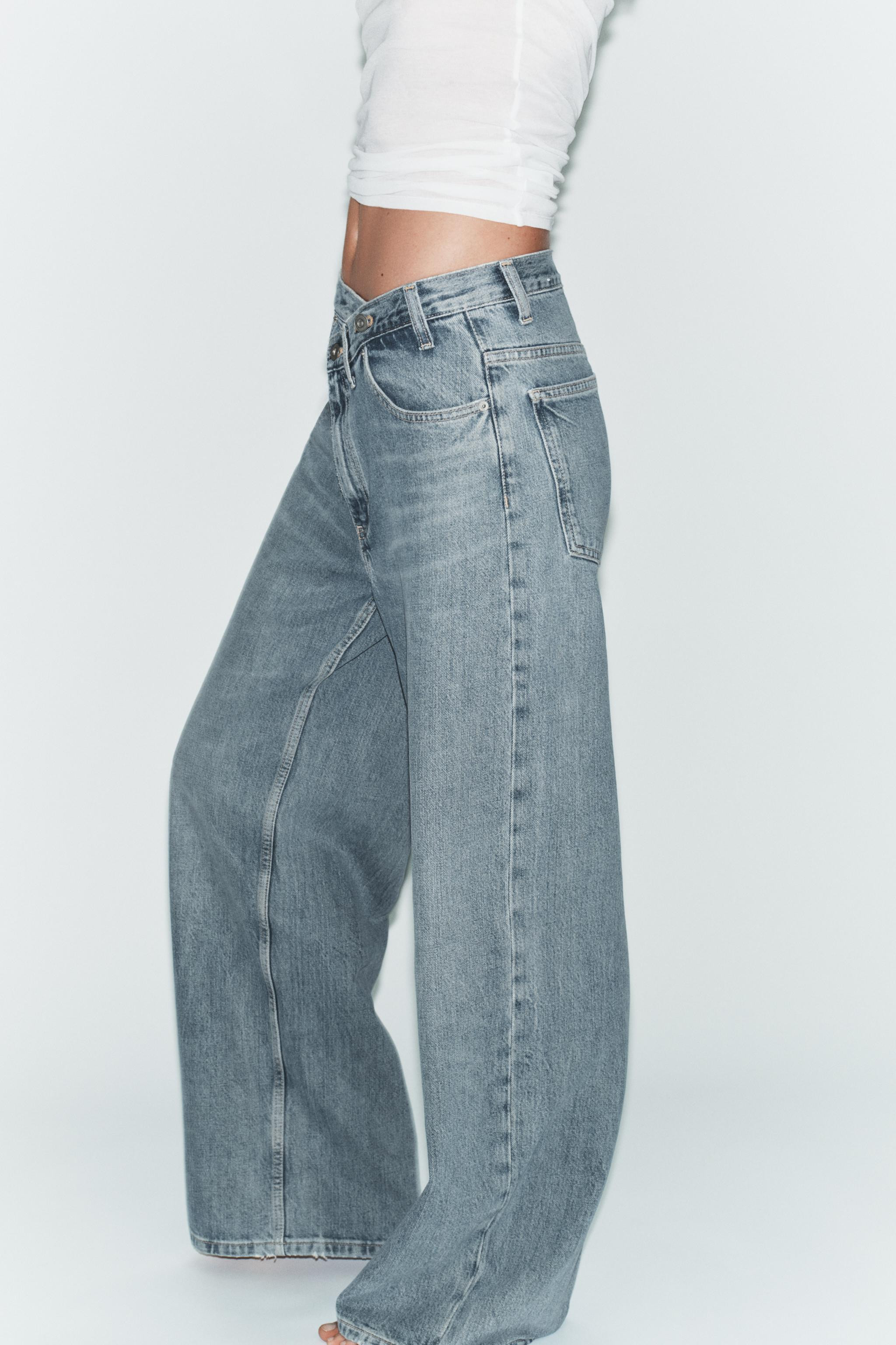 TRF WIDE-LEG CROSSED WAIST HIGH-WAIST JEANS | Zara UK