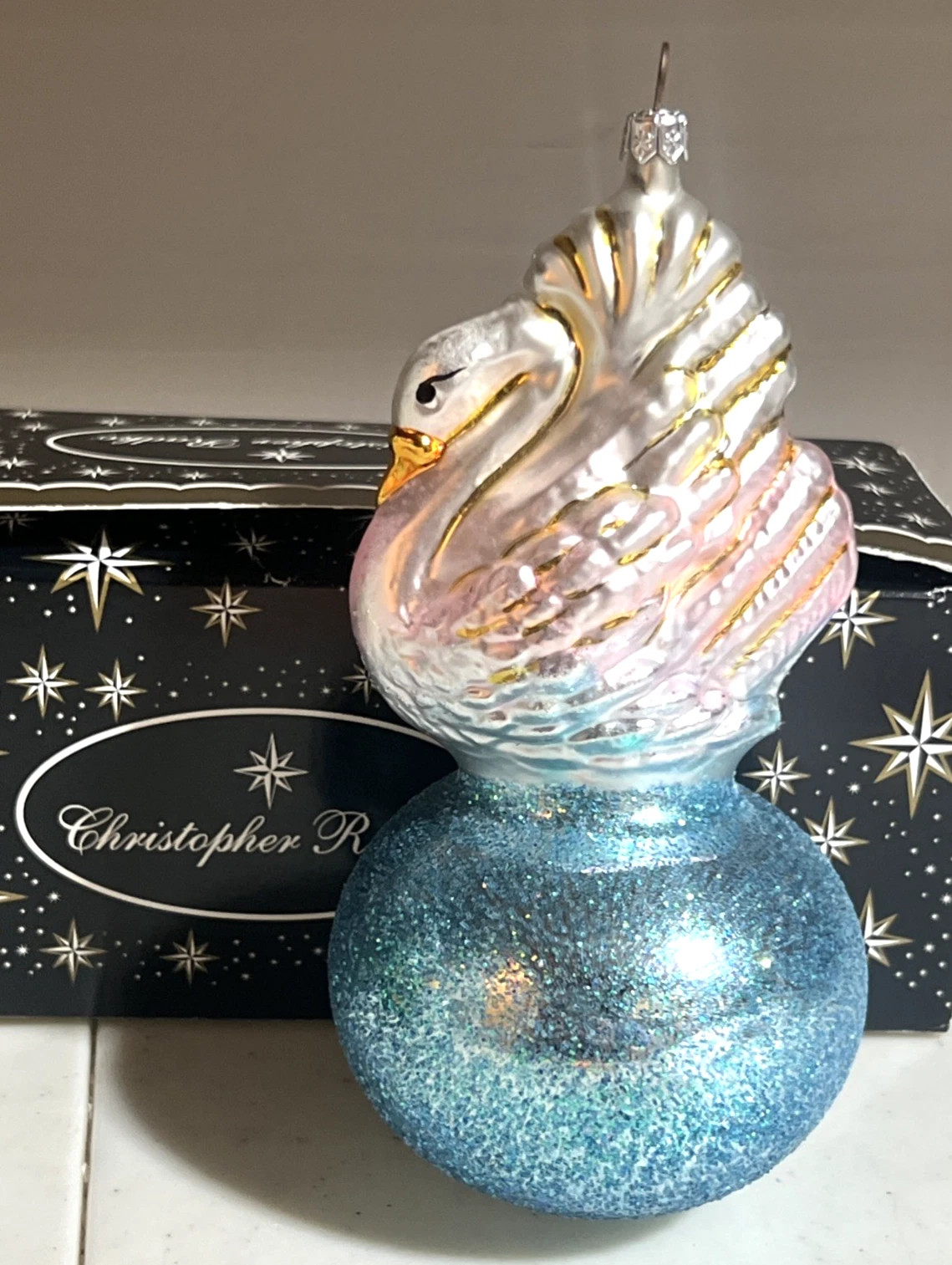 Christopher Radko Beauty Swan Lake Glass Turquoise Ball Ornament Mint In Box | eBay US