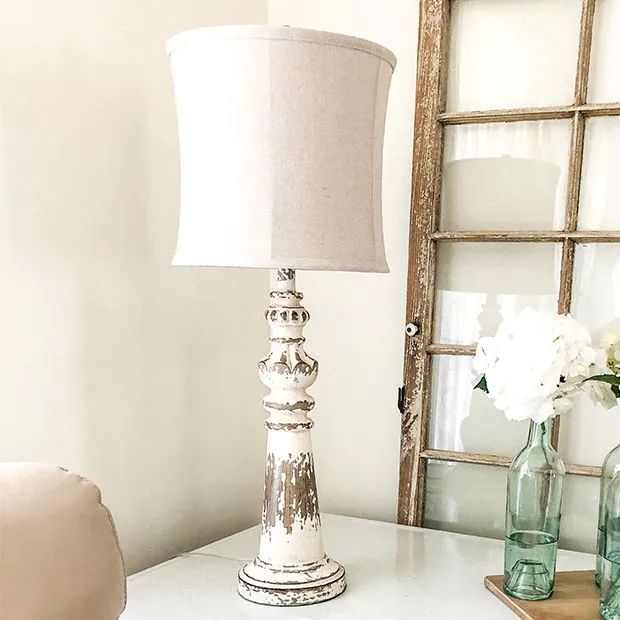 Distressed Farmhouse Table Lamp With Shade Set of 2 | Antique Farm House