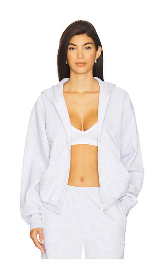 Cotton Fleece Classic Zip-up Hoodie in Light Heather Grey | Revolve Clothing (Global)