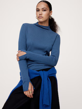 Ribbed Merino Mock-Neck Sweater | Banana Republic (US)