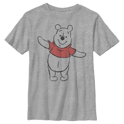 Boy's Winnie the Pooh Bear Sketch With Red Shirt T-Shirt - Athletic Heather - Medium | Target