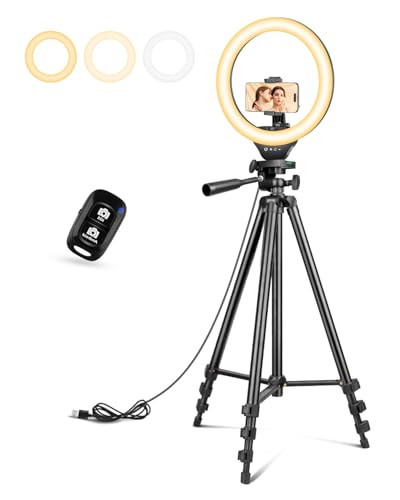 Sensyne 10" Ring Light with Stand and Phone Holder, LED Selfie Ring Light Tripod for Video Recording/Live Stream/Makeup/YouTube/TikTok, Compatible with iPhone and Android Phones | Amazon (US)