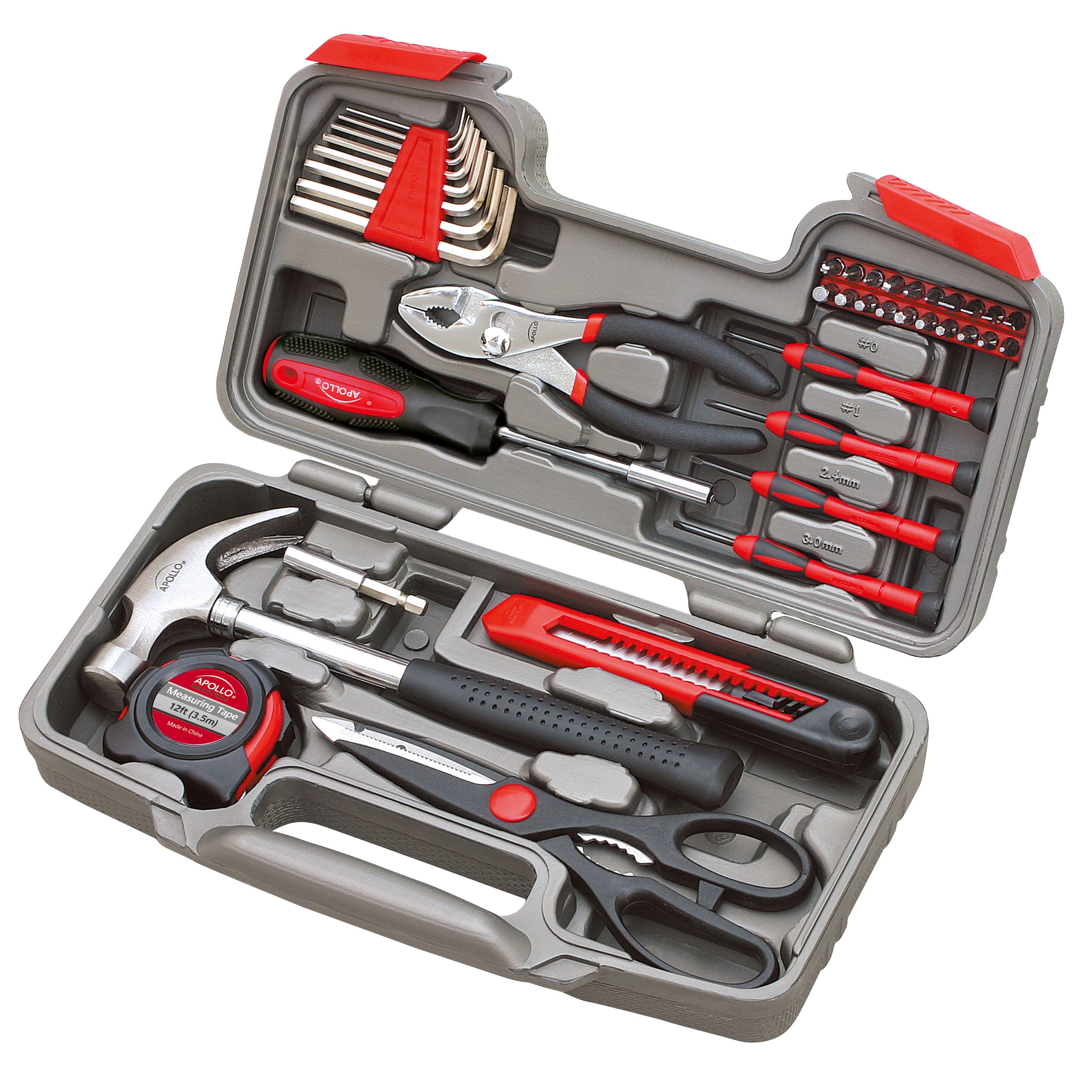Apollo Tools 39 -Piece Red Household Tool Set with Hard Case | DT9706 | Lowe's