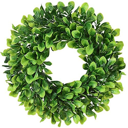 Lvydec 2 Pack Artificial Boxwood Wreath - 11" Mini Boxwood Wreath Green Candle Wreath for Wall Windo | Amazon (US)