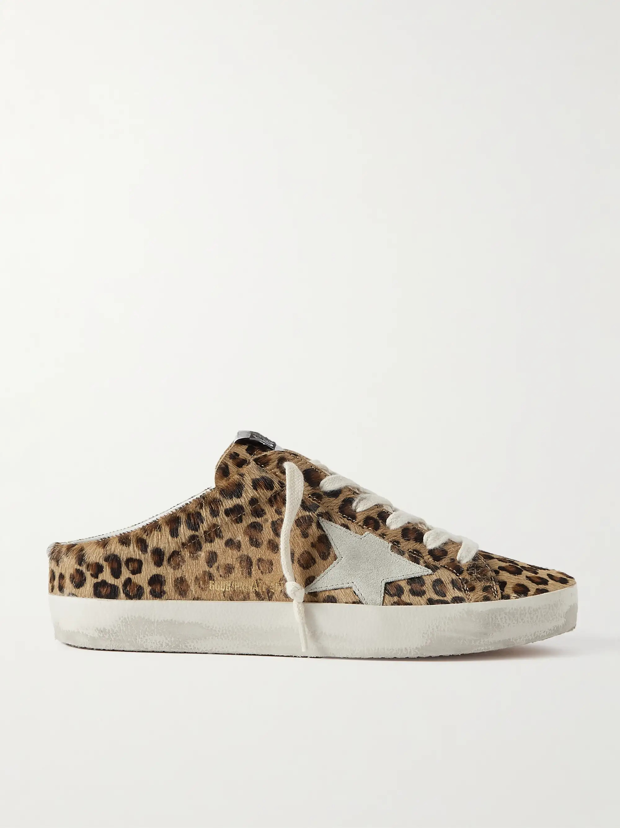 Super-Star Sabot distressed leopard-print calf hair slip-on sneakers | NET-A-PORTER (US)