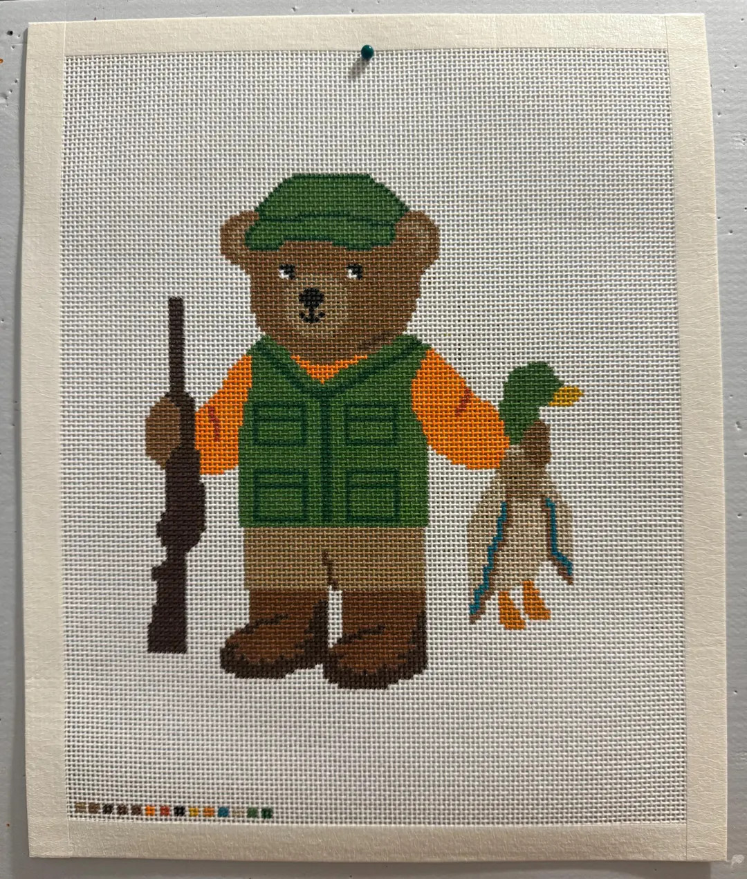 Hunter Bear Hand Painted Needlepoint Canvas - Etsy | Etsy (US)