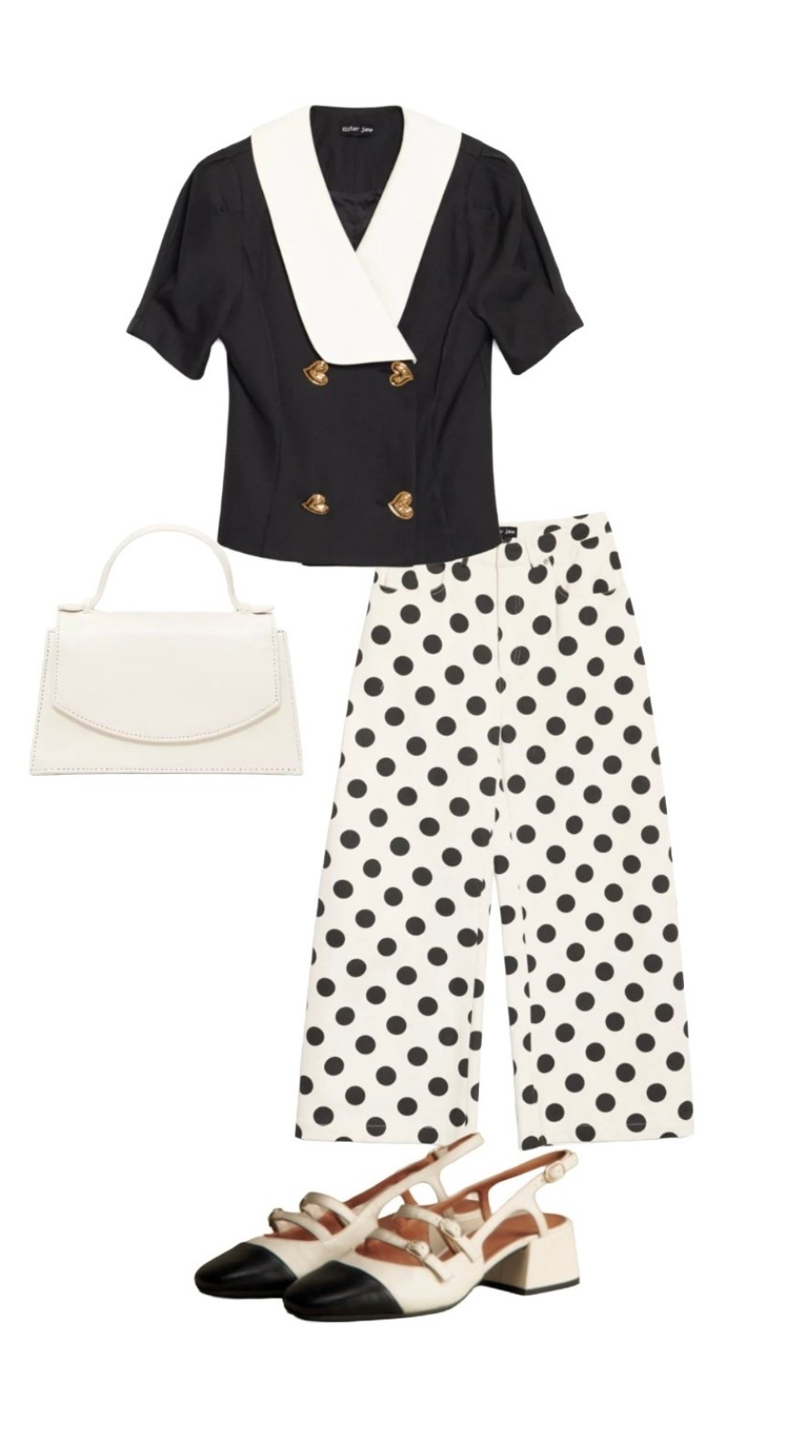 The cutest way to wear monochrome this spring! 

Short Sleeve Jacket and Polka Dot Trousers - new at Sister Jane (selling fast!)

Ivory Leather Top Handle Bag - Phase Eight

Two Tone Babies - Sezane Paris 

#LTKspring #LTKspringtrends #LTKhaul