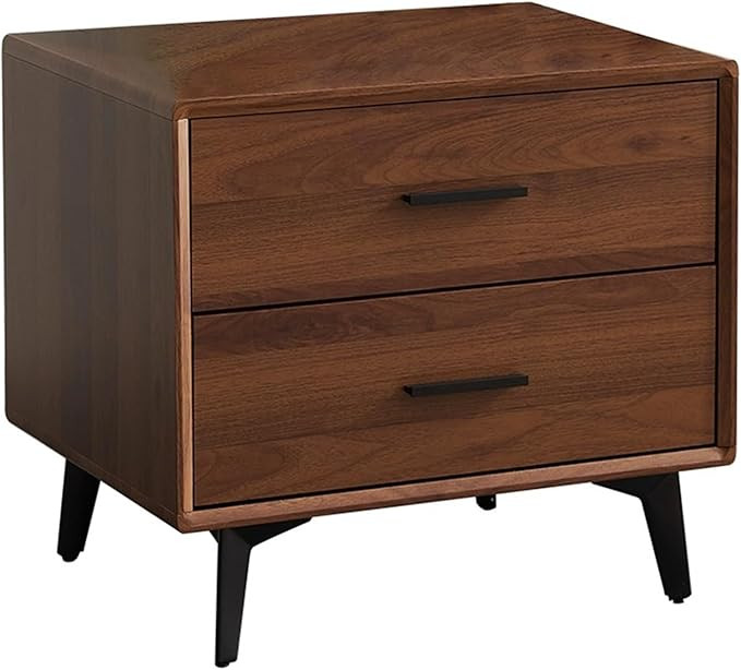 YVYKFZD Wood Nightstand, Bedside Table with 2 Storage Drawers, Bed End Table with Metal Legs, Sav... | Amazon (US)