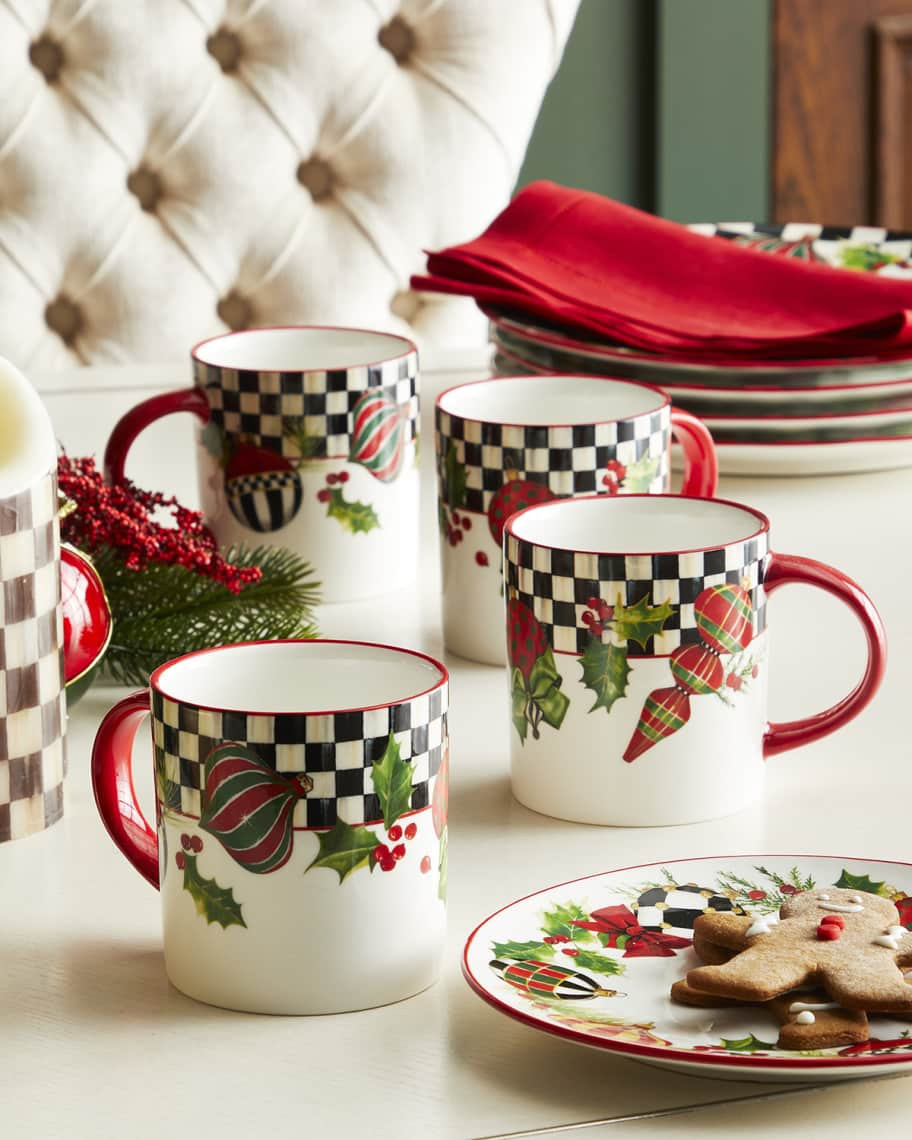 MacKenzie-Childs Deck the Halls Mugs, Set of 4 | Neiman Marcus