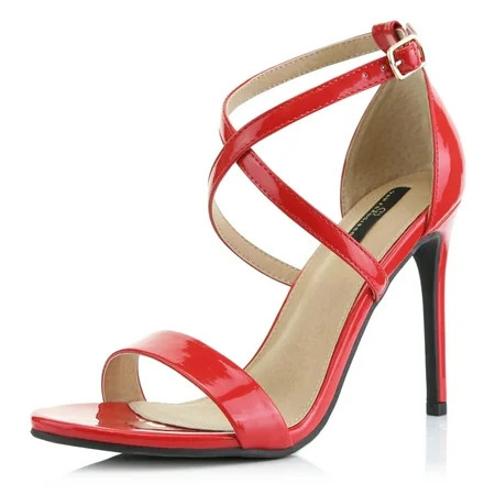 DailyShoes High Heel Sandal for Women Heeled Stilettos Criss Cross Strappy Open Toe Crossed Fashion  | Walmart (US)