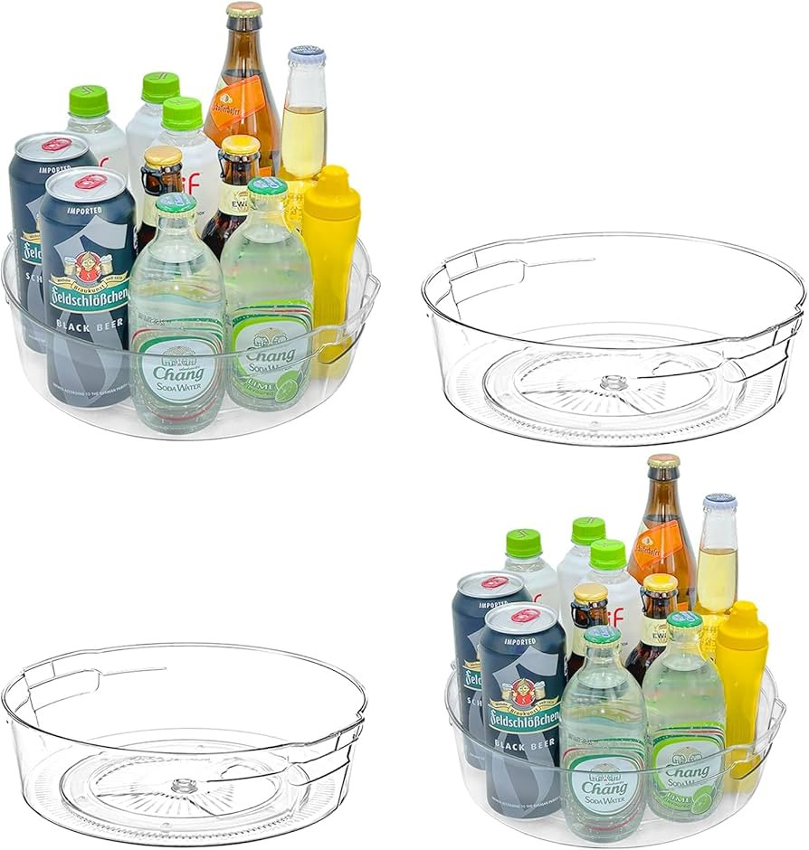 4 Pack Lazy Susan Organizer, 11.5 Inch Clear Lazy Susan Turntable for Cabinet with Handles, 360 R... | Amazon (US)
