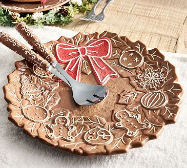 Gingerbread Wreath Stoneware Serving Platter | Pottery Barn (US)