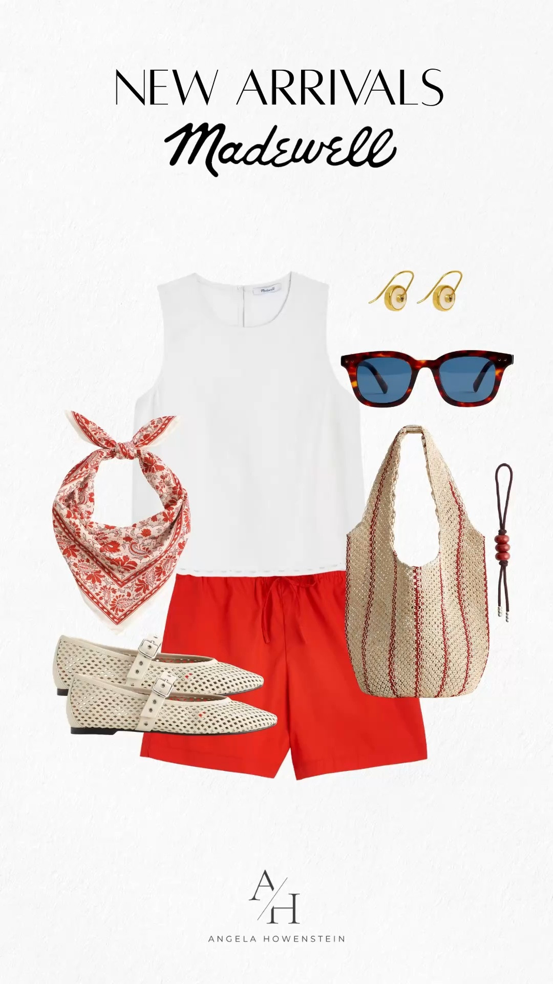 Madewell red shorts outfit with white top summer outfit idea.

#LTKootd #LTKOver40