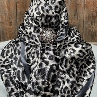 35x35"" Snow Leopard Wild Rag/Scarf - Copper Clear Crystal Slide Wrc167C | Etsy (US)