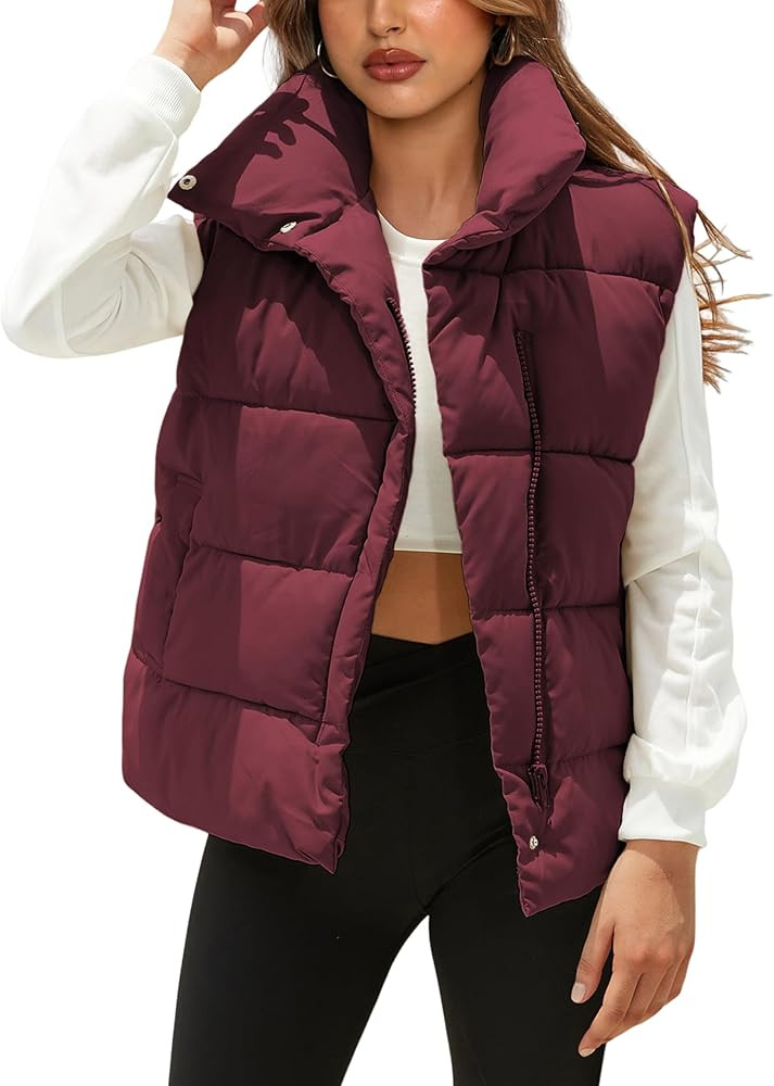 Himosyber Womens Puffer Vest Sleeveless Casual Loose Winter Warm Lightweight Stand Collar Down Ja... | Amazon (US)