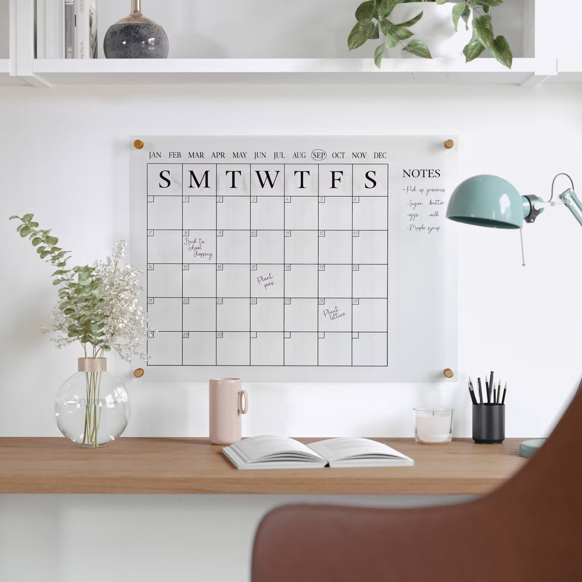 Martha Stewart Acrylic Monthly Wall Calendar Black Print with Notes Clear | Target