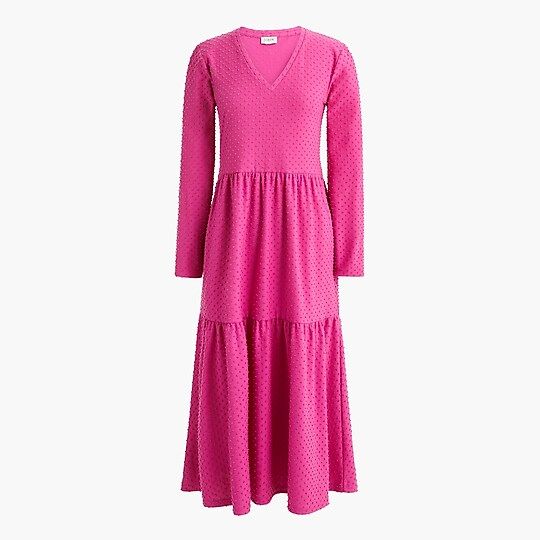 V-neck tiered knit dress in dot | J.Crew Factory