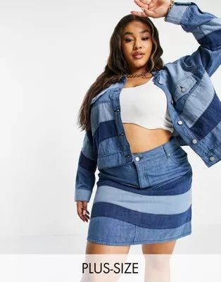 Neon Rose Plus relaxed jacket in wavy denim co-ord | ASOS (Global)