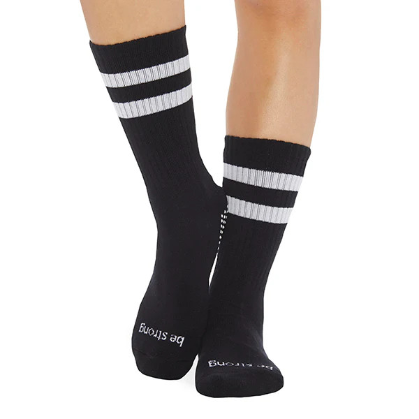 Crew Be Strong Grip Socks (Black/White) | Sticky Be Socks