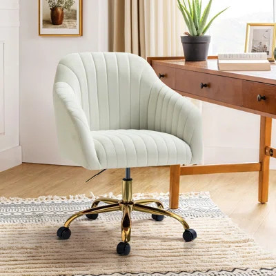 Adan Modern Velvet Task Chair with Wood Frame and Back | Wayfair North America
